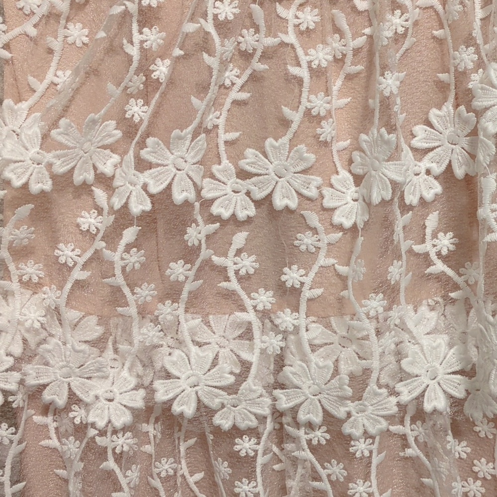 Endless Rose nude white floral sleeveless lace tiered backless midi dress - Picture 6 of 13